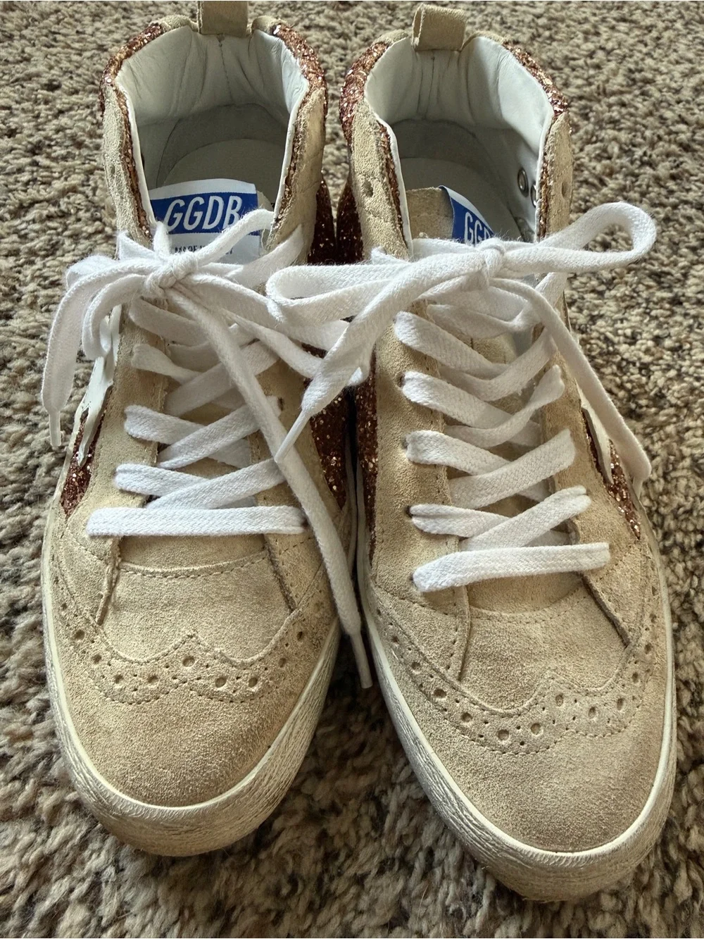 Golden Goose Women's Mid Star with pink glitter